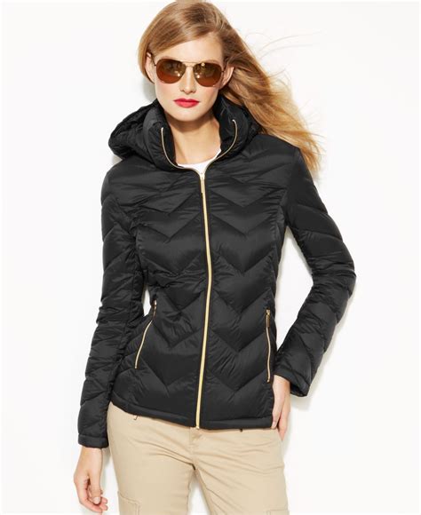 Michael Michael Kors Womens Packable Quilted Chevron Puffer 